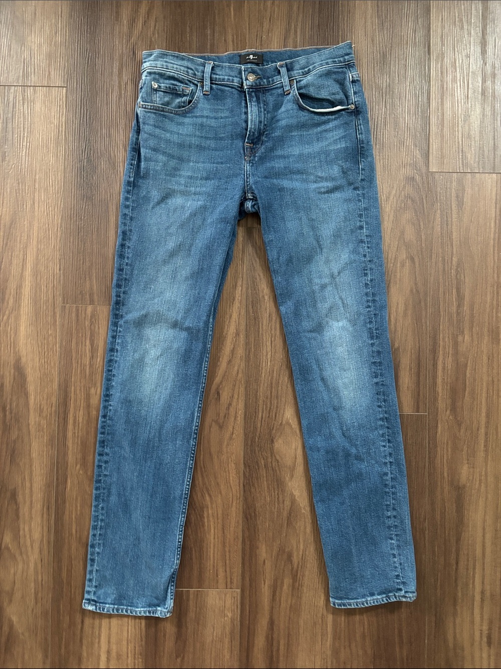7 For All Mankind Men's Medium Blue Slim Straight Jeans